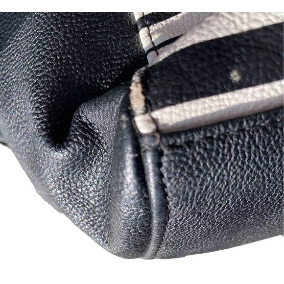 Betsey Johnson Black and white striped tote floral satin lining - Picture 3 of 16